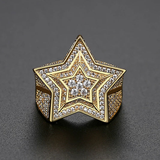 Cubic Zirconia  3 layers Star Rings
